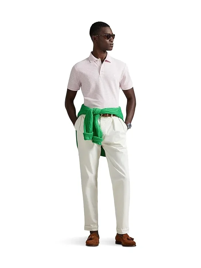 Поло Custom Slim Striped Stretch Mesh Polo Ralph Lauren — изображение 4 из 5, розовый/белый