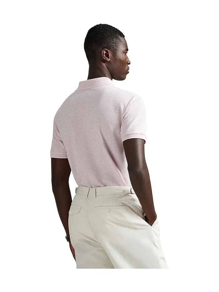 Поло Custom Slim Striped Stretch Mesh Polo Ralph Lauren — изображение 5 из 5, розовый/белый