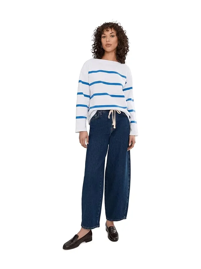 Футболка с полосками Peaks Island Relaxed Boatneck L.L.Bean — изображение 2 из 5, белый