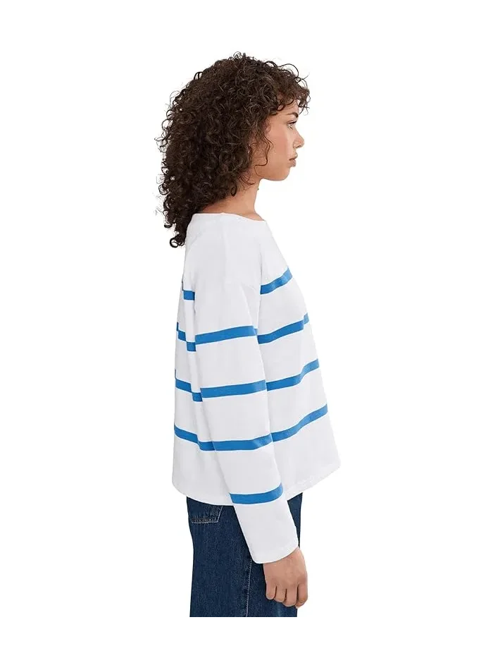 Футболка с полосками Peaks Island Relaxed Boatneck L.L.Bean — изображение 3 из 5, белый