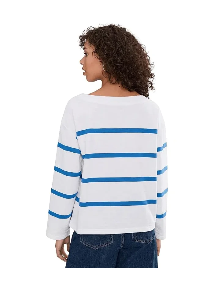 Футболка с полосками Peaks Island Relaxed Boatneck L.L.Bean — изображение 4 из 5, белый