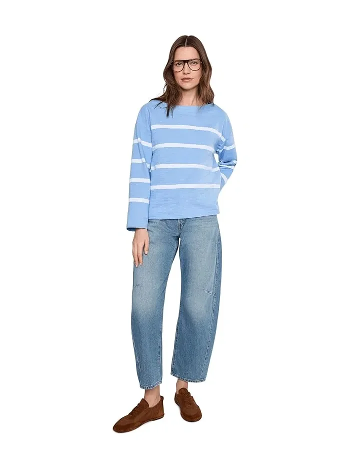 Футболка с полосками Peaks Island Relaxed Boatneck L.L.Bean — изображение 2 из 5, синий/белый