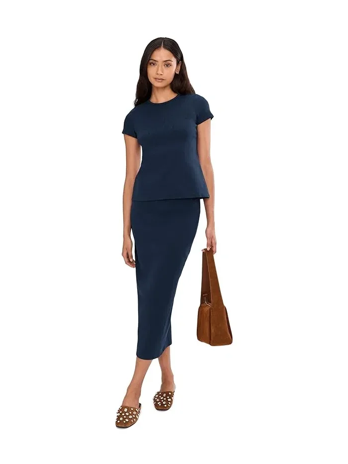 Футболка с вырезом на спине Vince Camuto — изображение 2 из 5, классический темно-синий