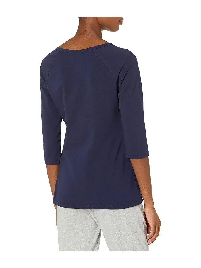 Футболка с реглан-рукавом из хлопка с эластаном Stretch Cotton Raglan Sleeve Tee Hanes — изображение 2 из 2, черный