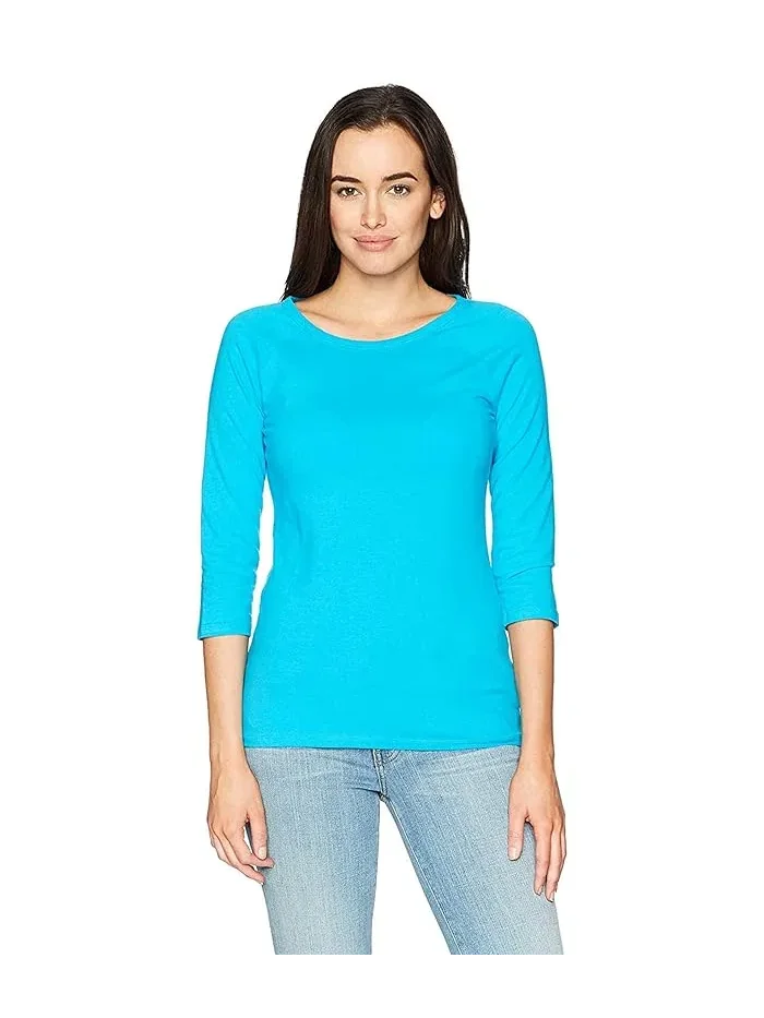 Футболка с реглан рукавом Stretch Cotton Raglan Sleeve Tee Hanes — изображение 1 из 3, свежая ягода
