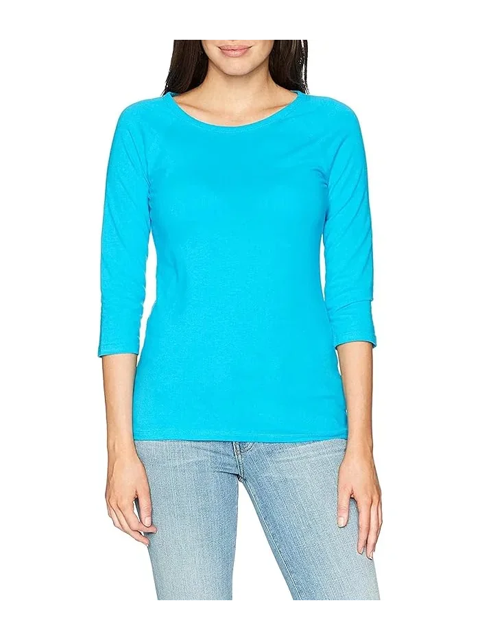 Футболка с реглан рукавом Stretch Cotton Raglan Sleeve Tee Hanes — изображение 2 из 3, свежая ягода
