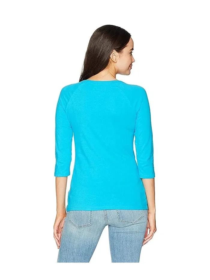 Футболка с реглан рукавом Stretch Cotton Raglan Sleeve Tee Hanes — изображение 3 из 3, свежая ягода