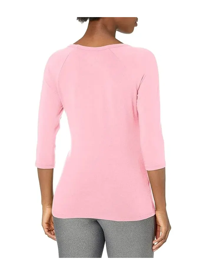 Футболка с рукавом реглан хлопок с эластаном Stretch Cotton Raglan Sleeve Tee Hanes — изображение 2 из 2, розовый