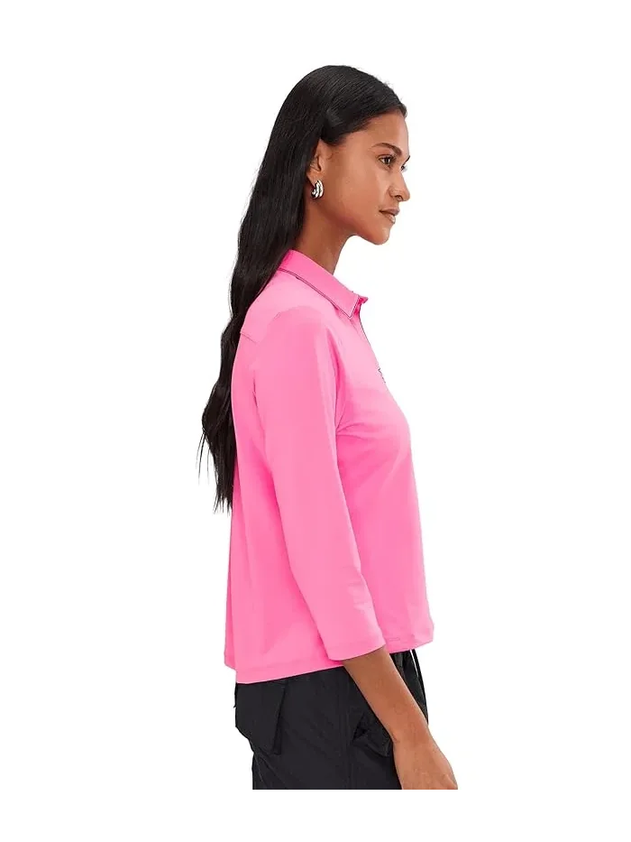 Футболка с полным застежкой-молнией модель Full Zip Front Pointed Collar Contoured Seams Jamie Sadock — изображение 3 из 5