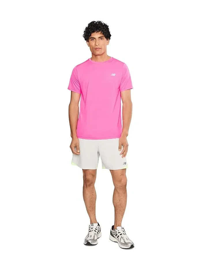 Футболка хлопковая Sport Essentials New Balance — изображение 2 из 5, розовый/серый