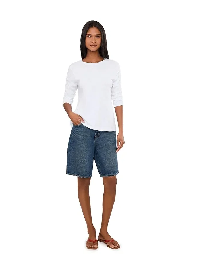 Футболка с защипами на рукавах Crew Neck Ruch Sleeve Tee Elliott Lauren — изображение 2 из 5, верблюжий