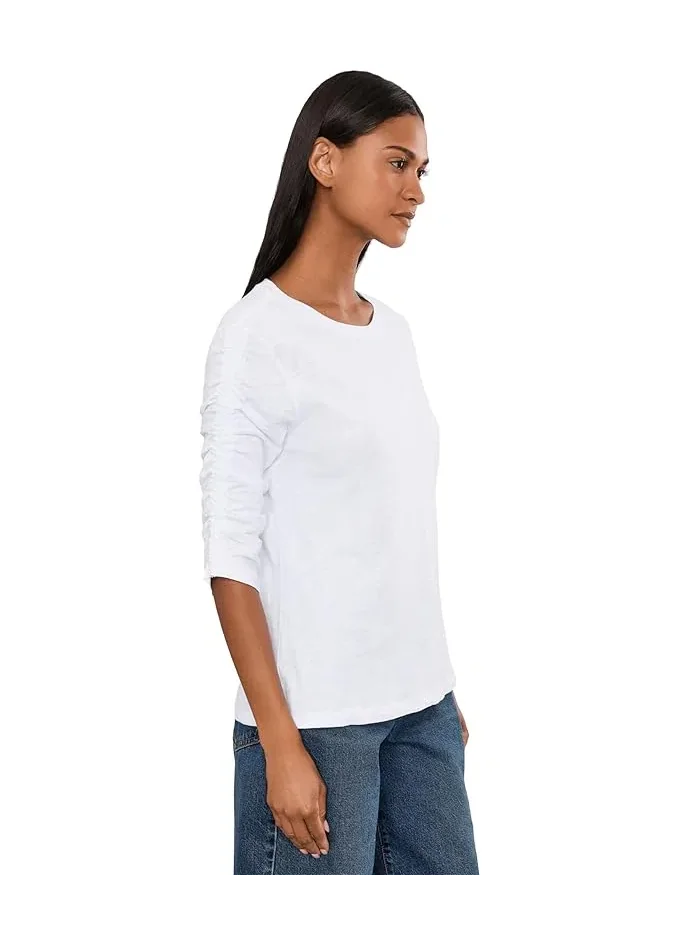 Футболка с защипами на рукавах Crew Neck Ruch Sleeve Tee Elliott Lauren — изображение 3 из 5, верблюжий