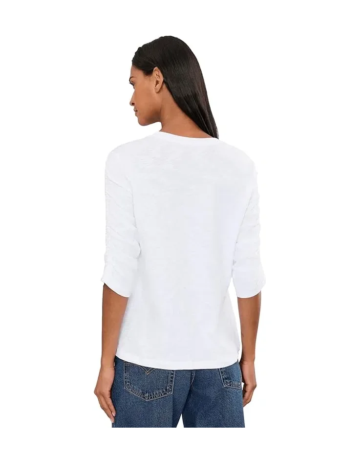 Футболка с защипами на рукавах Crew Neck Ruch Sleeve Tee Elliott Lauren — изображение 4 из 5, верблюжий
