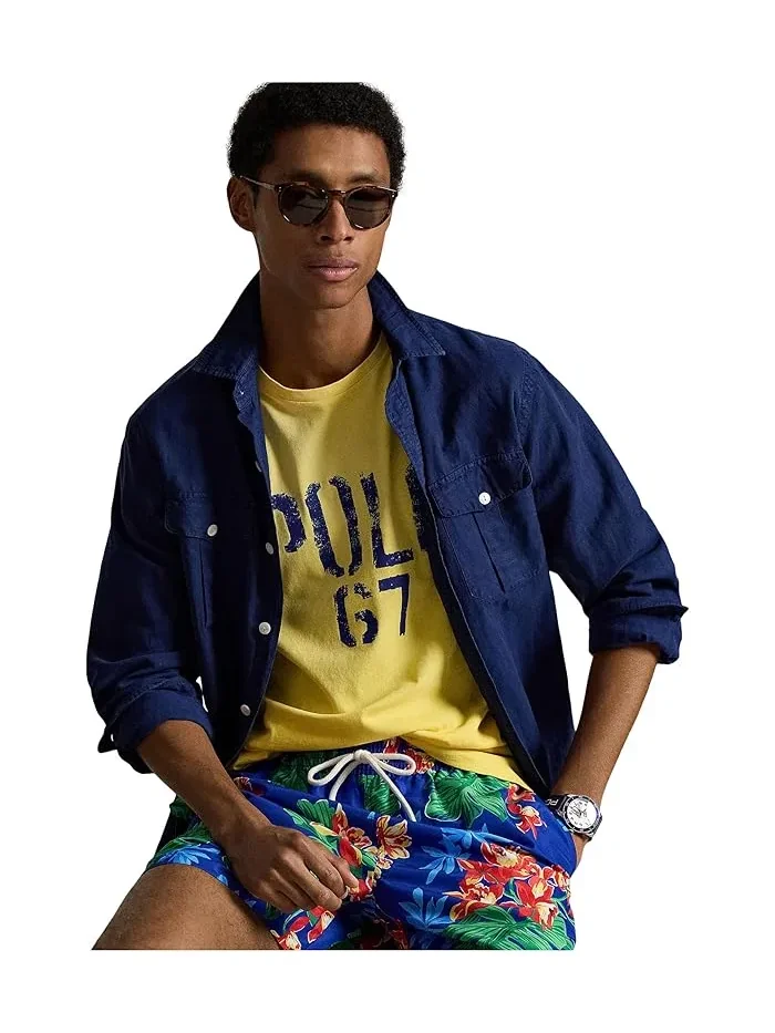 Футболка с графическим принтом Classic Fit Polo Ralph Lauren — изображение 4 из 5, синий/черный