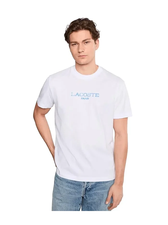 Футболка хлопковая с принтом Lacoste — изображение 1 из 5, белый