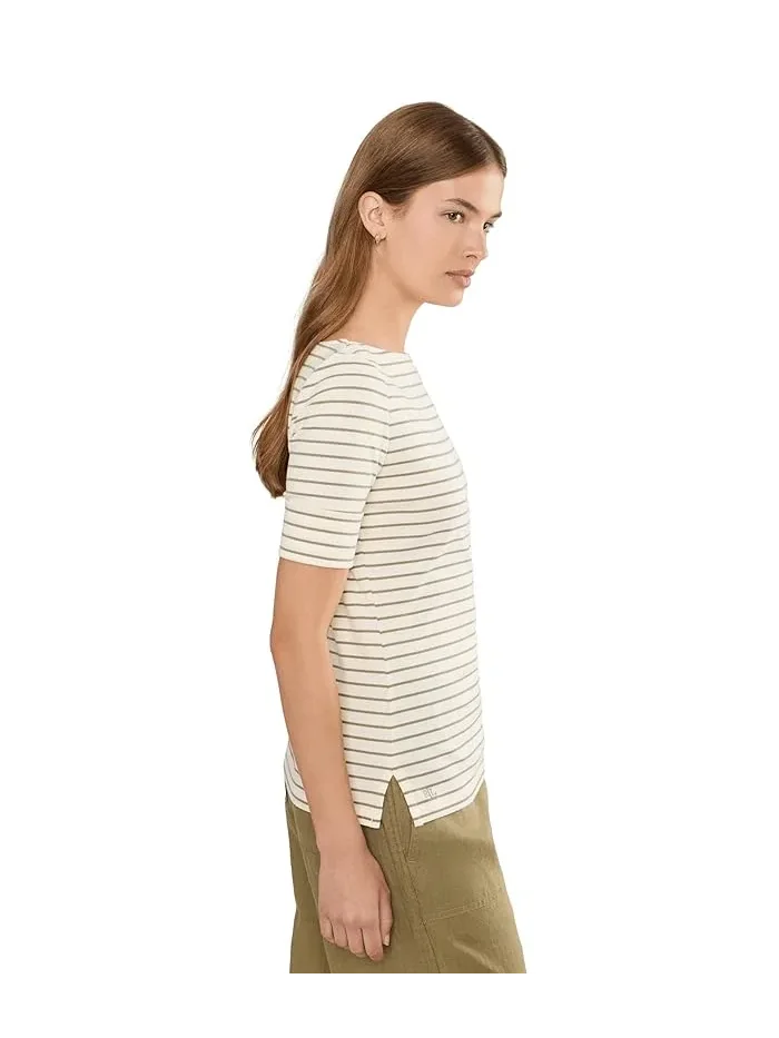 Футболка с лодочкой полосатая Petite Striped Stretch Cotton Boatneck Tee Lauren Ralph Lauren — изображение 3 из 5