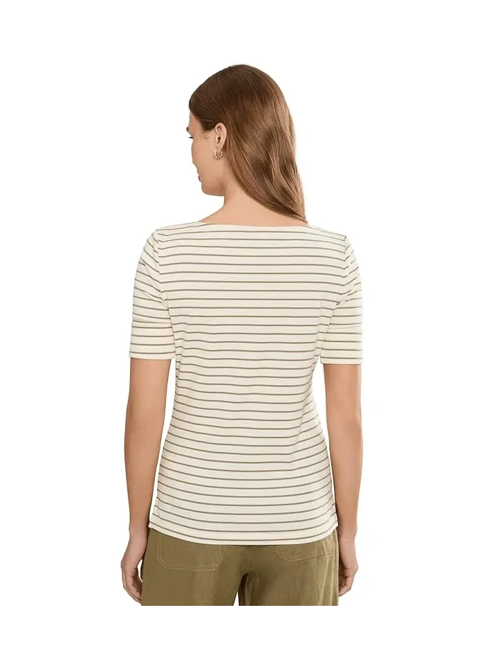 Футболка с лодочкой полосатая Petite Striped Stretch Cotton Boatneck Tee Lauren Ralph Lauren — изображение 4 из 5