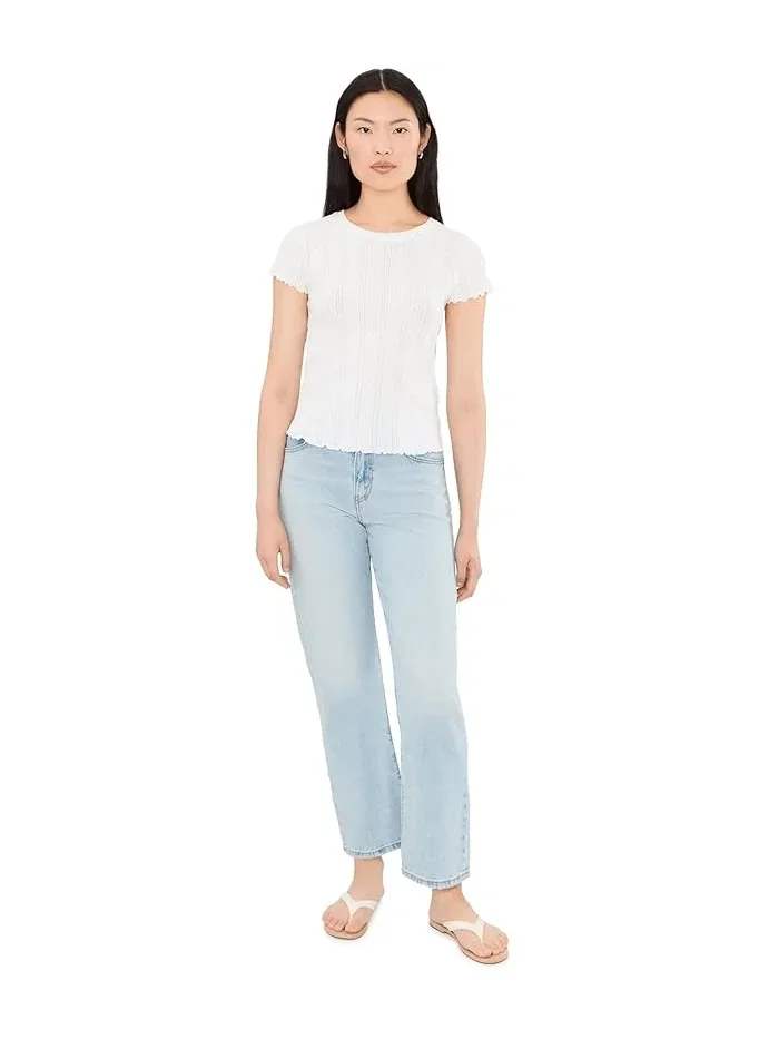 Футболка с ажурной вязкой Pointelle Rib Georgia Tee NIC+ZOE — изображение 2 из 5, белый