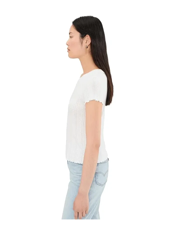 Футболка с ажурной вязкой Pointelle Rib Georgia Tee NIC+ZOE — изображение 3 из 5, белый