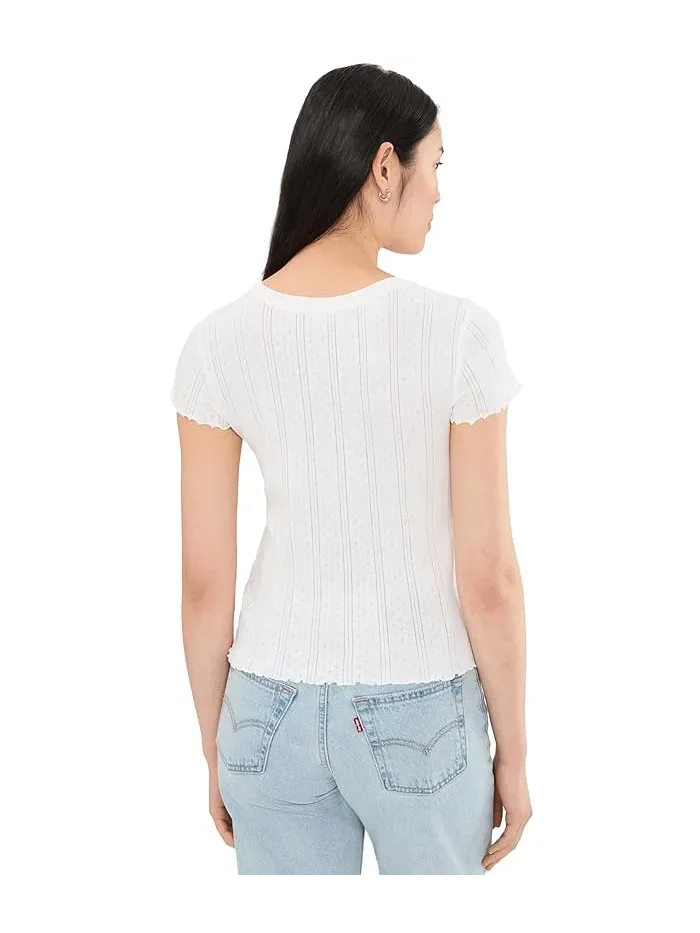 Футболка с ажурной вязкой Pointelle Rib Georgia Tee NIC+ZOE — изображение 4 из 5, белый