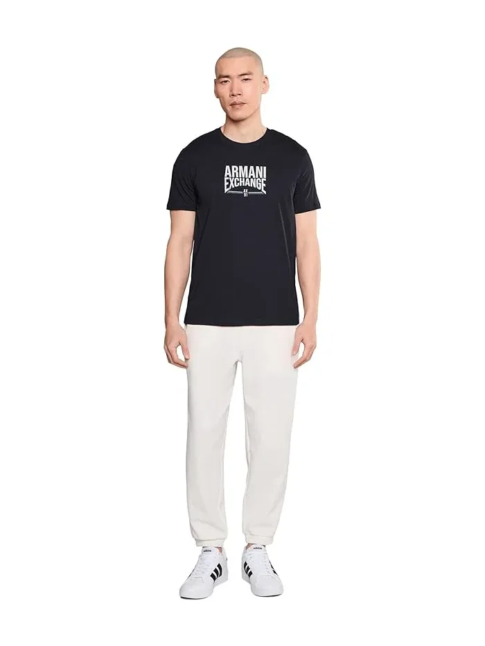 Футболка с принтом 91 Armani Exchange — изображение 2 из 5, глубокий темно-синий