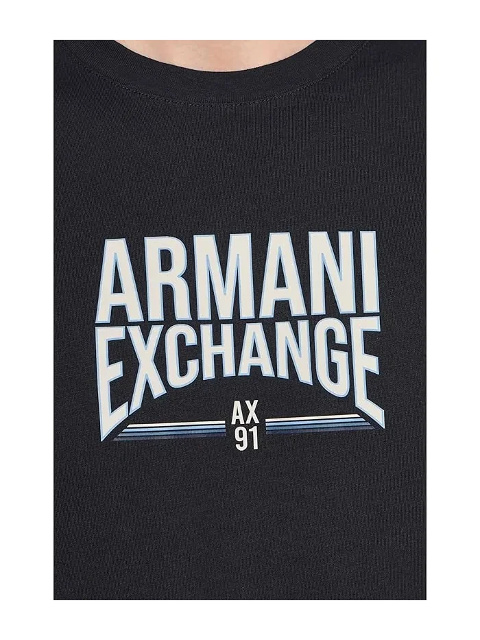 Футболка с принтом 91 Armani Exchange — изображение 5 из 5, глубокий темно-синий