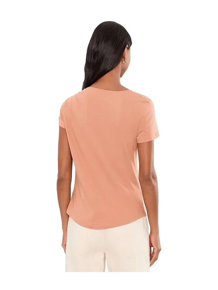 Футболка с асимметричным вырезом Twist-Neck Cotton Jersey Tee Lauren Ralph Lauren — изображение 4 из 5, розовый