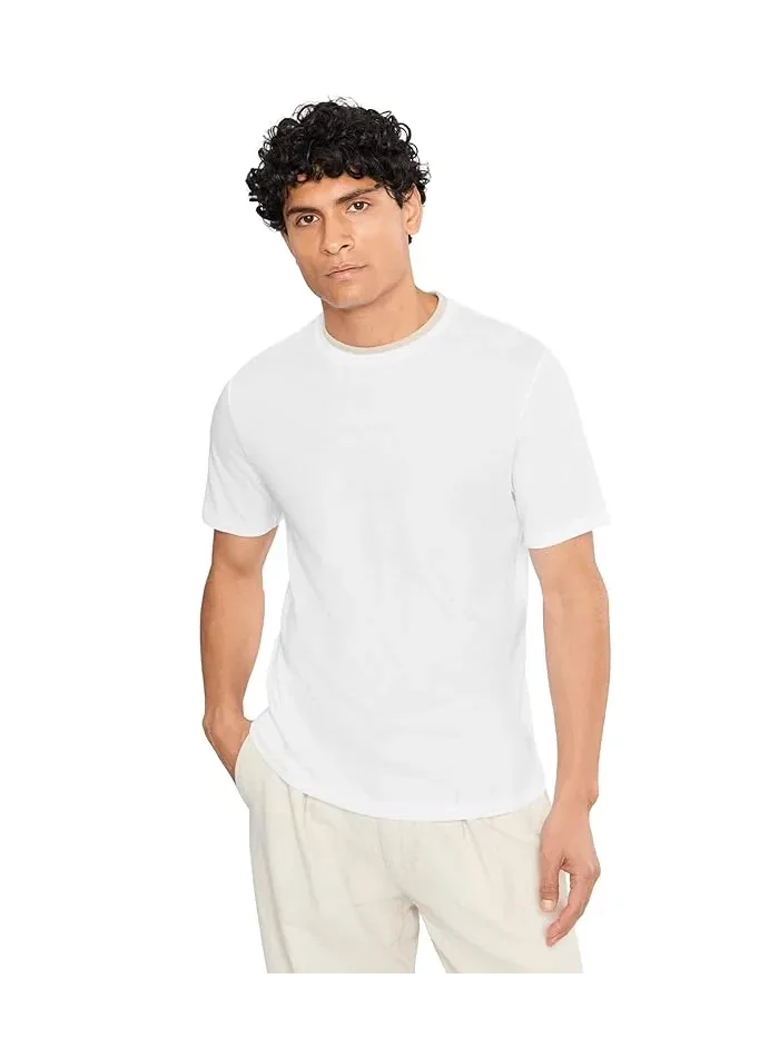 Футболка с двойным воротником свободная вязка Loose Knit Double Collar Short Sleeve Crew Vince — изображение 1 из 5, серый