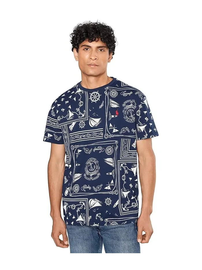 Футболка Classic Fit с принтом Polo Ralph Lauren — изображение 1 из 5, темно-синий