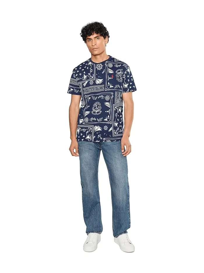Футболка Classic Fit с принтом Polo Ralph Lauren — изображение 2 из 5, темно-синий