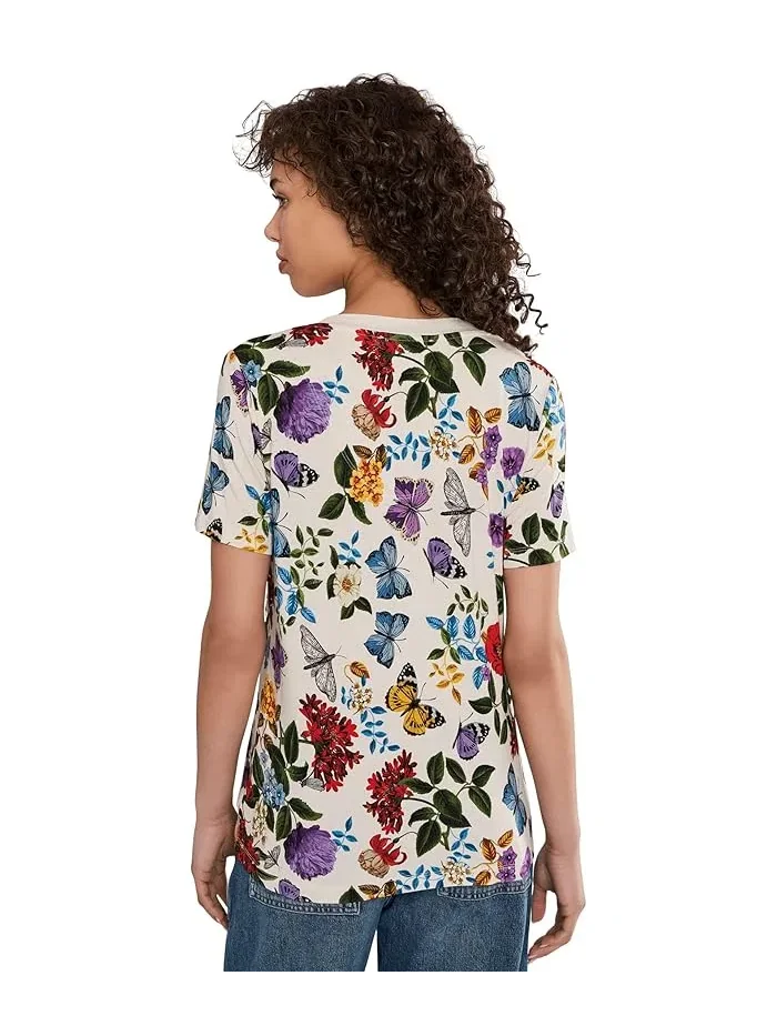 Футболка с цветочным принтом The Janie Favorite Johnny Was, Kahlani Ekru — изображение 4 из 5, экрю