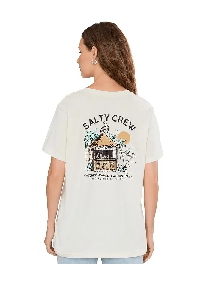 Футболка свободного кроя Beach Hut Boyfriend Salty Crew — изображение 4 из 5, кремовый