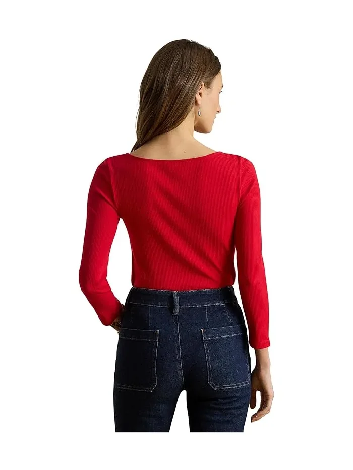 Футболка-лодочка трикотажная Lauren Ralph Lauren — изображение 3 из 4, красный