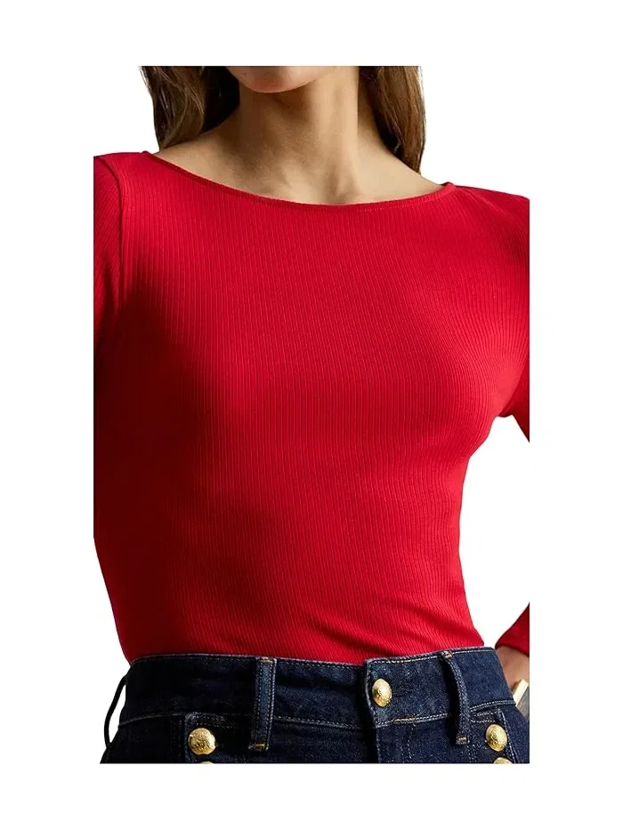Футболка-лодочка трикотажная Lauren Ralph Lauren — изображение 4 из 4, красный