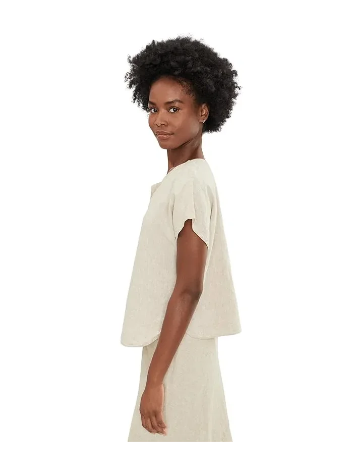 Футболка с разрезом на горловине Rumba Linen NIC+ZOE — изображение 3 из 5, мульти