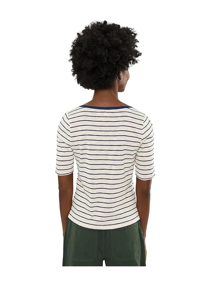 Футболка с длинным рукавом Nzt Elbow Sleeve Stripe Notch Tee NIC+ZOE — изображение 4 из 5, индиго мульти
