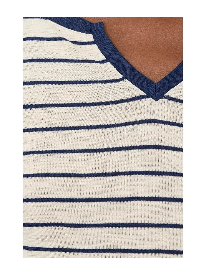Футболка с длинным рукавом Nzt Elbow Sleeve Stripe Notch Tee NIC+ZOE — изображение 5 из 5, индиго мульти