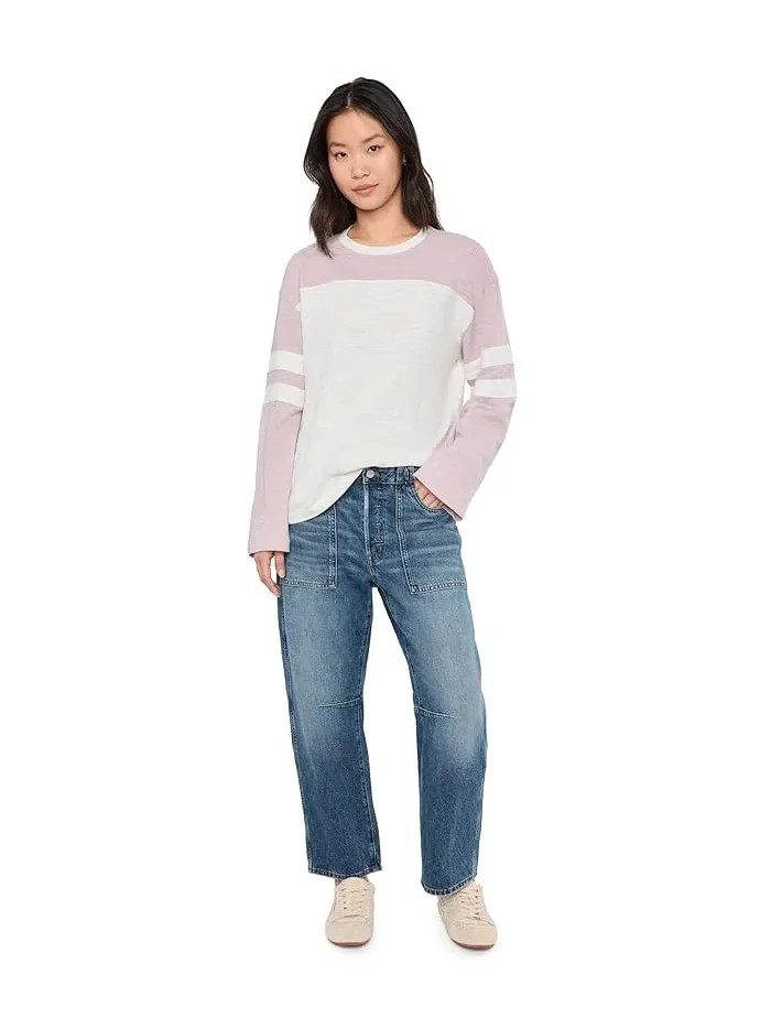 Футболка Sunwashed Slub Varsity Long Sleeve Tee Faherty — изображение 2 из 5, фиолетовый