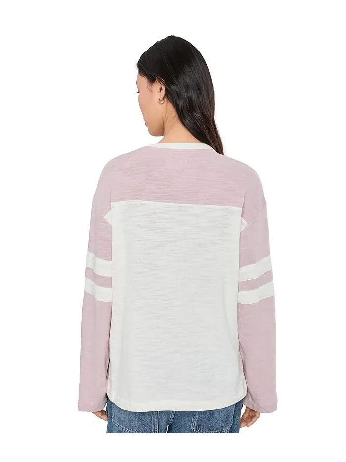 Футболка Sunwashed Slub Varsity Long Sleeve Tee Faherty — изображение 4 из 5, фиолетовый