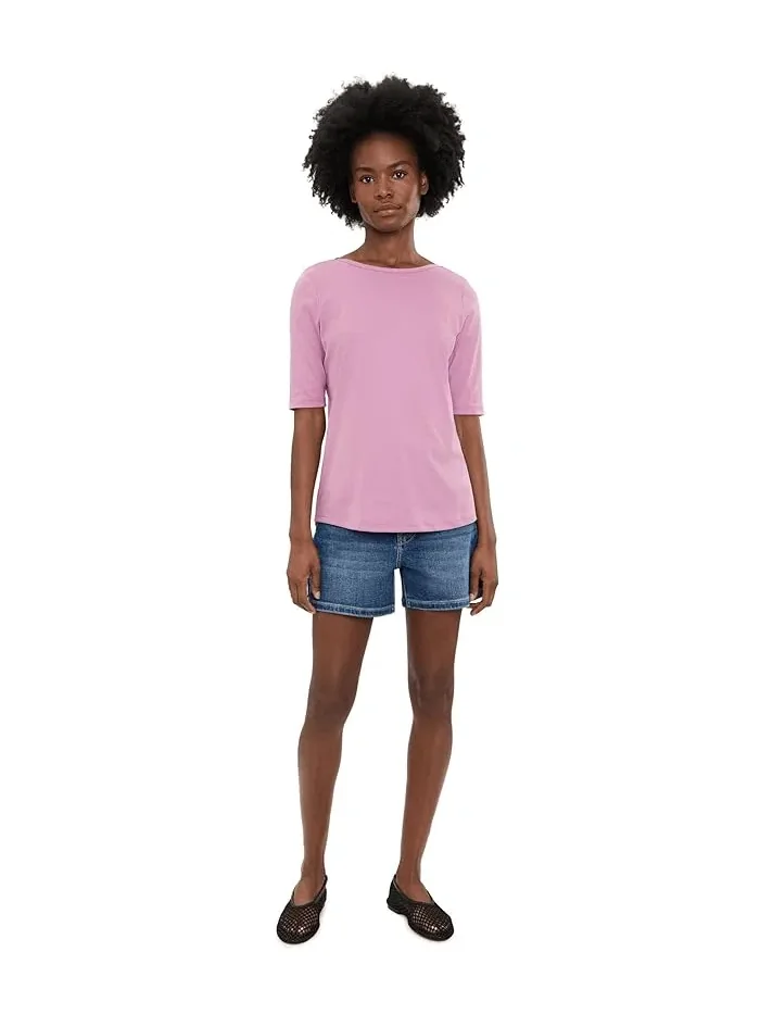 Футболка с лодочкой Pima Boatneck Elbow Sleeve Shirt L.L.Bean — изображение 2 из 5, орхидейный