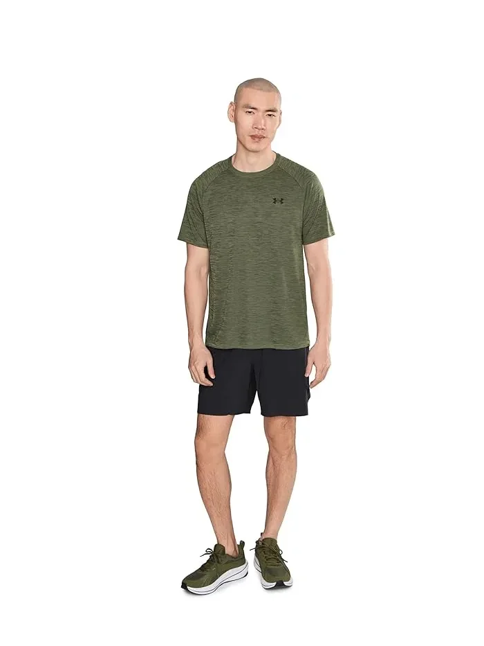 Футболка с коротким рукавом Tech Textured Under Armour — изображение 2 из 5, зеленый/черный