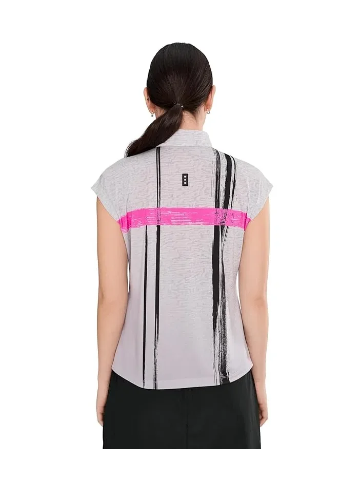 Футболка с вертикальными полосами Elegant Short Sleeve Jamie Sadock — изображение 4 из 5, черный