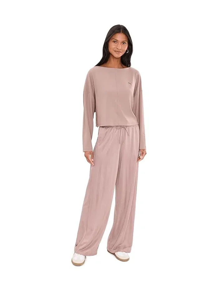 Футболка с длинным рукавом свободного кроя Cloudspun Ribbed Slouchy Long Sleeve Tee PUMA — изображение 2 из 5, зеленый