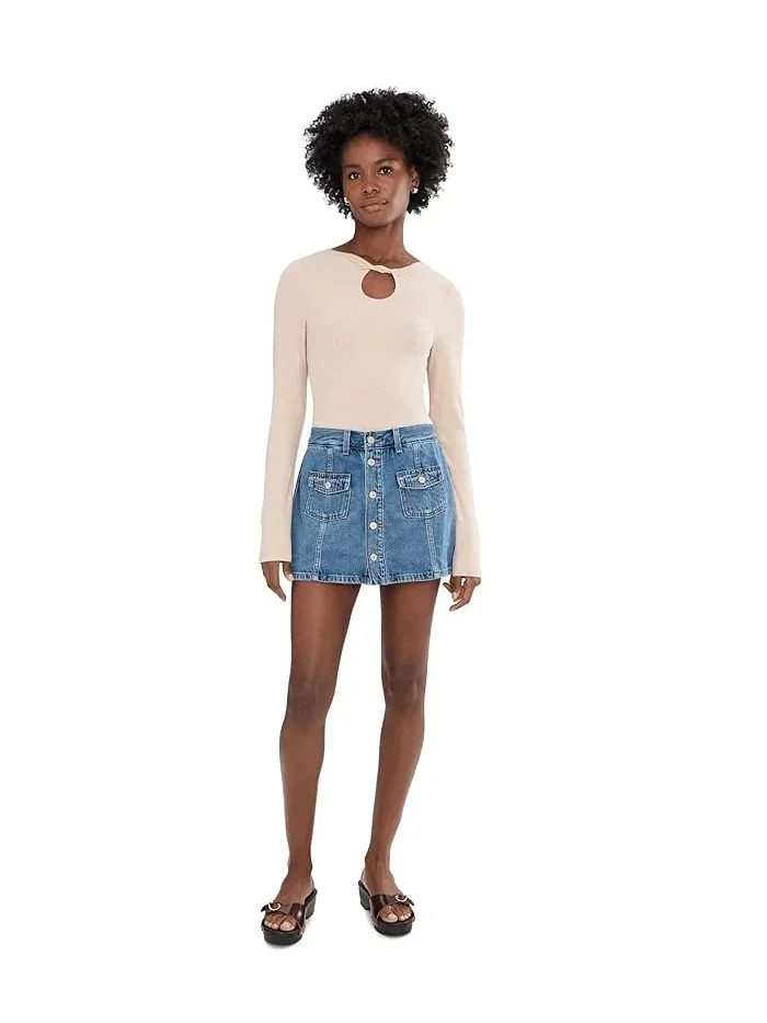 Юбка-шорты с пуговицами джинсовая Levi's Premium, Happy Vibes Curve — изображение 2 из 5, мульти