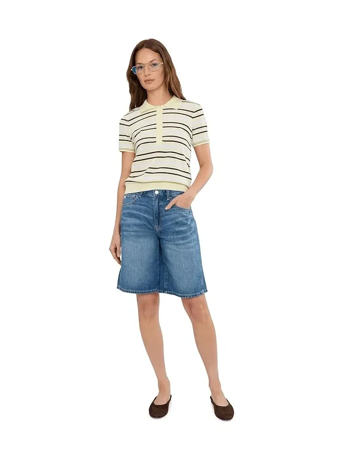 Шорты бермуды завышенной талии Wide Leg Thalia AG Jeans, Galaxy — изображение 2 из 5, синий