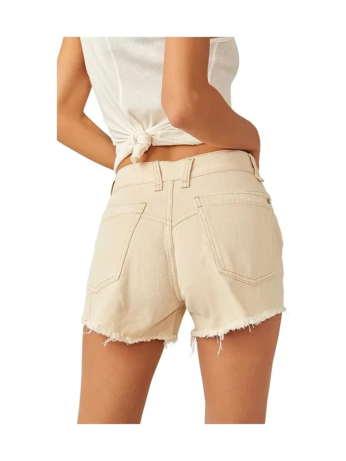 Шорты джинсовые Now Or Never Free People, Oat Latte — изображение 3 из 5, овсяный
