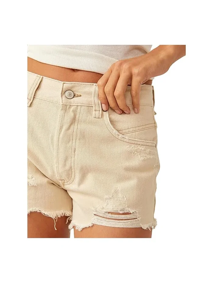 Шорты джинсовые Now Or Never Free People, Oat Latte — изображение 5 из 5, овсяный