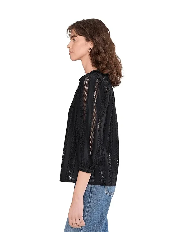 Блуза с рюшами Raglan Peasant Vince Camuto — изображение 3 из 5, насыщенный черный