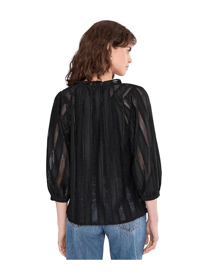 Блуза с рюшами Raglan Peasant Vince Camuto — изображение 4 из 5, насыщенный черный