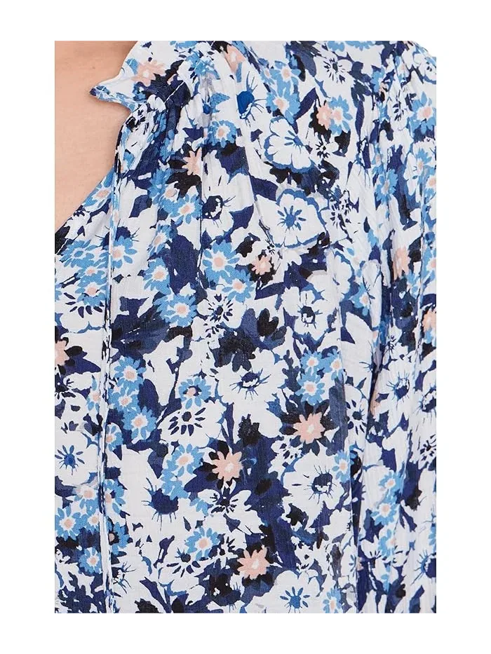 Блуза с рюшами Raglan Peasant Vince Camuto — изображение 5 из 5, синий